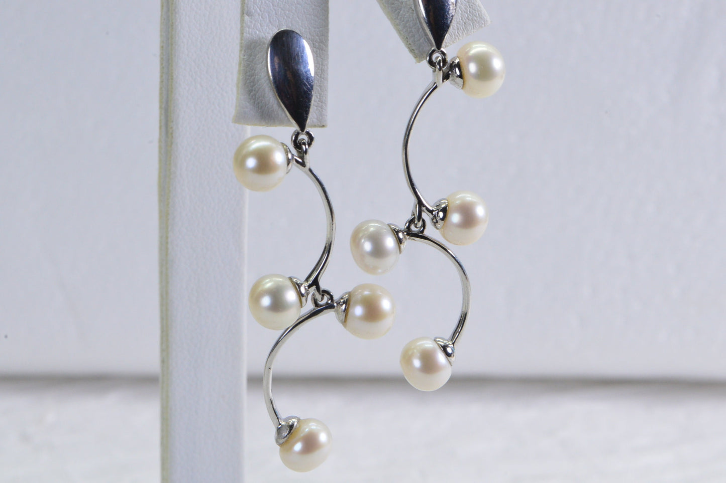 Tahitian Cultured Pearl Dangle Earrings: Sterling Silver Branch Wedding Jewelry