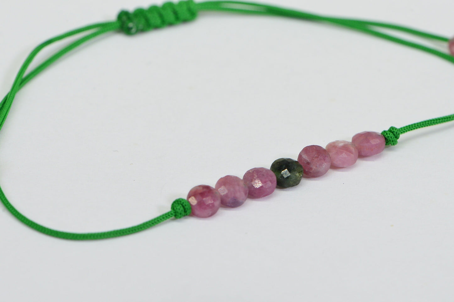 Pink Tourmaline Beaded Bracelet: Adjustable Gemstone Cord Bracelet