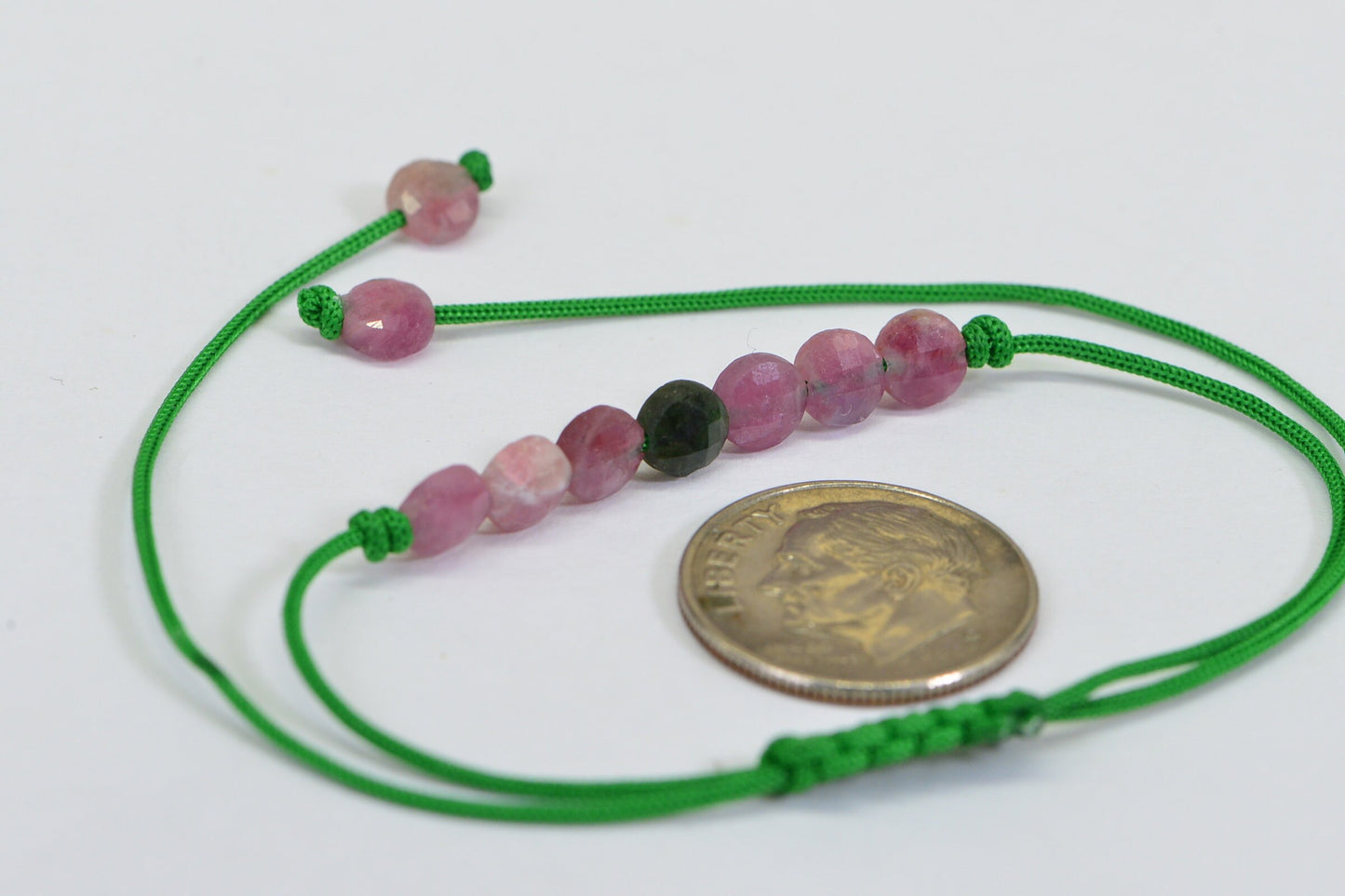 Pink Tourmaline Beaded Bracelet: Adjustable Gemstone Cord Bracelet