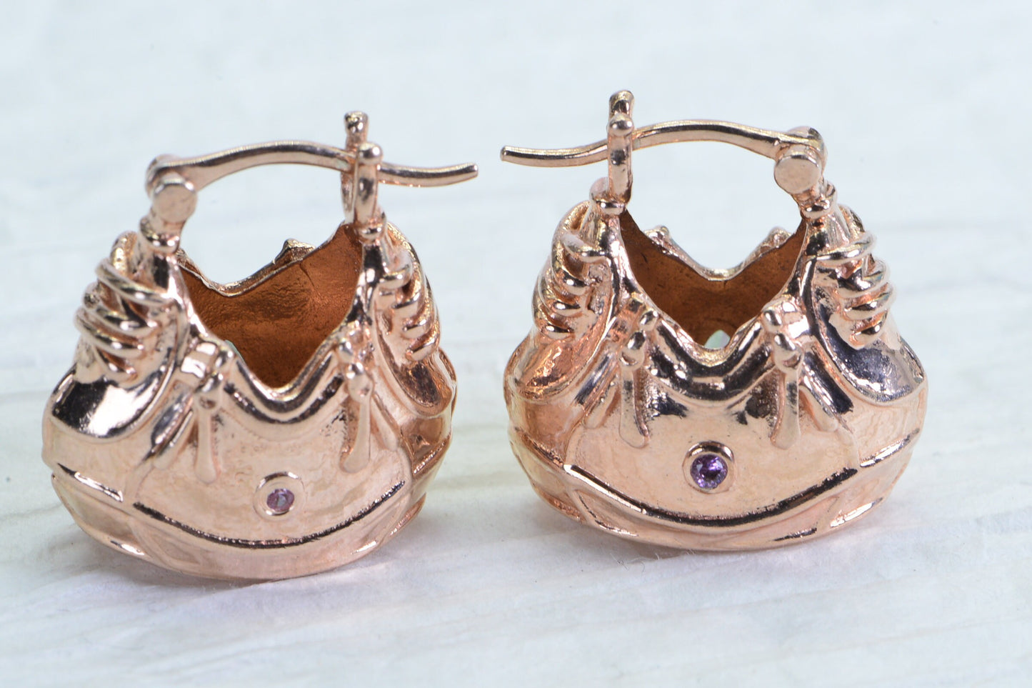 Vintage Rose Gold Basket Earrings: Mystic Topaz 925 Sterling Silver