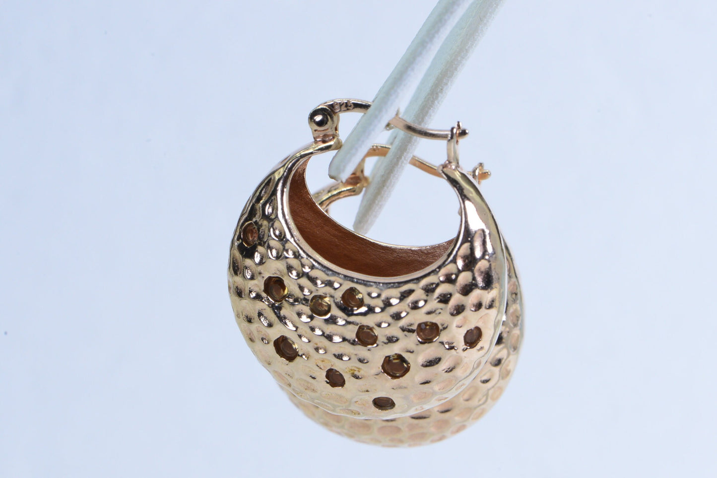 Vintage Rose Gold Basket Earrings: Natural Citrine, 925 Sterling Silver