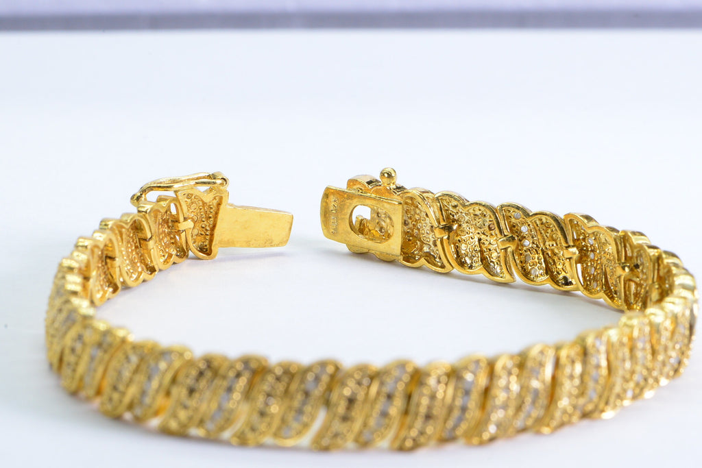 Vintage Diamond Tennis Bracelet: 24K Gold Over Sterling Silver