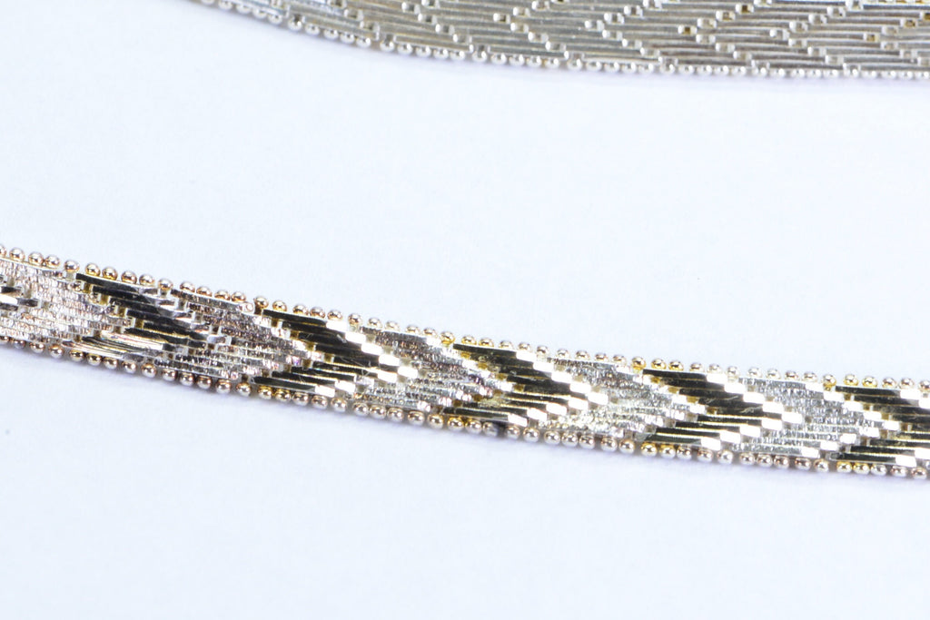 Vintage Italy Riccio Necklace: Sterling Silver Two-Tone Chevron Chain