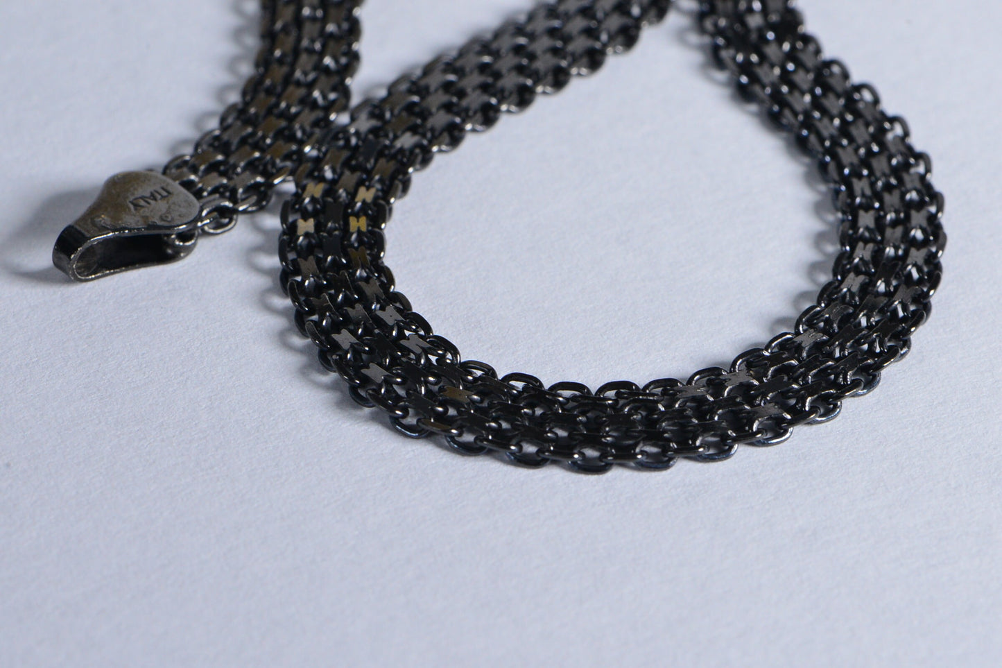 Black Gold Vermeil Bismarck Chain Necklace: Sterling Silver 925, 20 inch