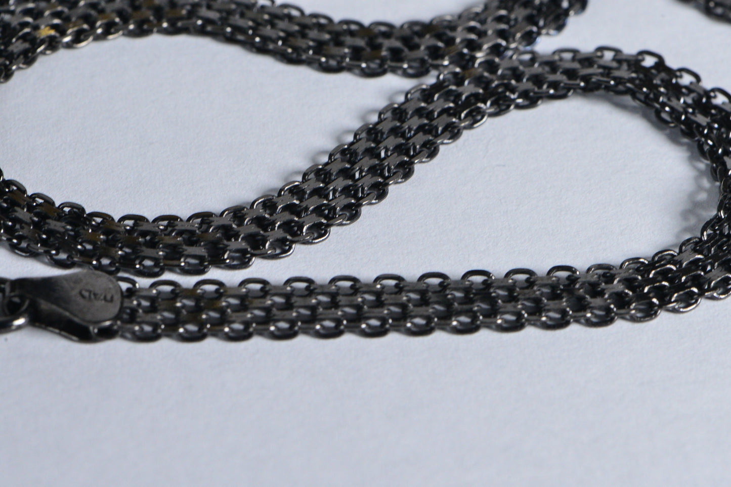 Black Gold Vermeil Bismarck Chain Necklace: Sterling Silver 925, 20 inch
