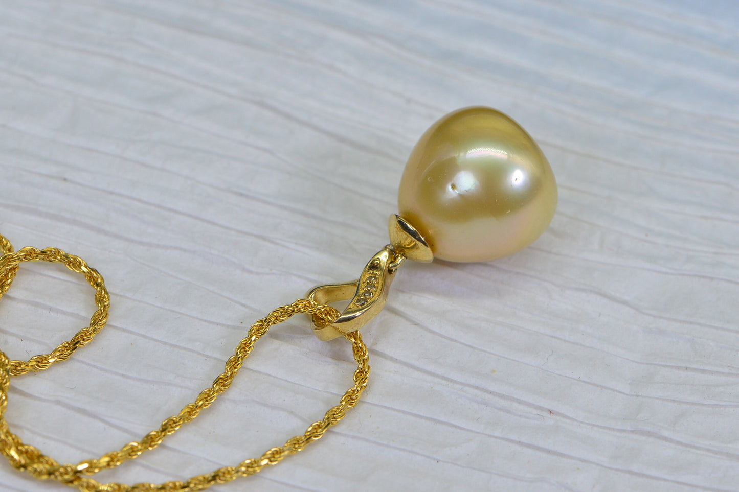 Golden South Sea Pearl Pendant: Diamond 24K Gold over Sterling Silver