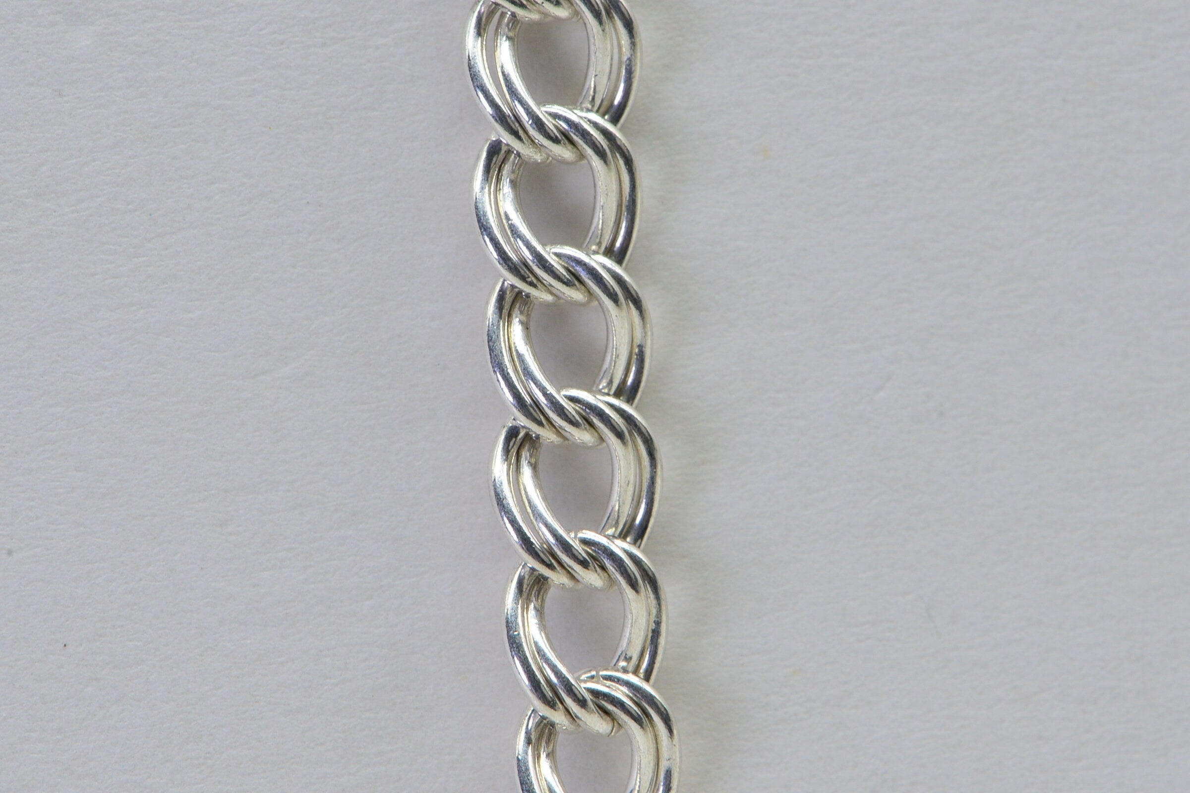 Heavy Dangle Charm Bracelet, Sterling Silver Cuban Chain Bracelet