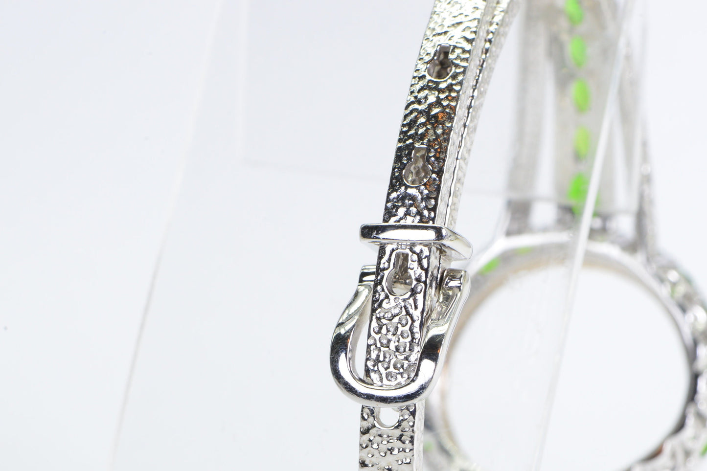 Vintage Chrome Diopside Bangle Bracelet: Sterling Silver Watch Style Cuff