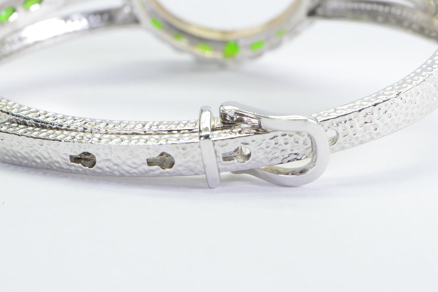 Vintage Chrome Diopside Bangle Bracelet: Sterling Silver Watch Style Cuff