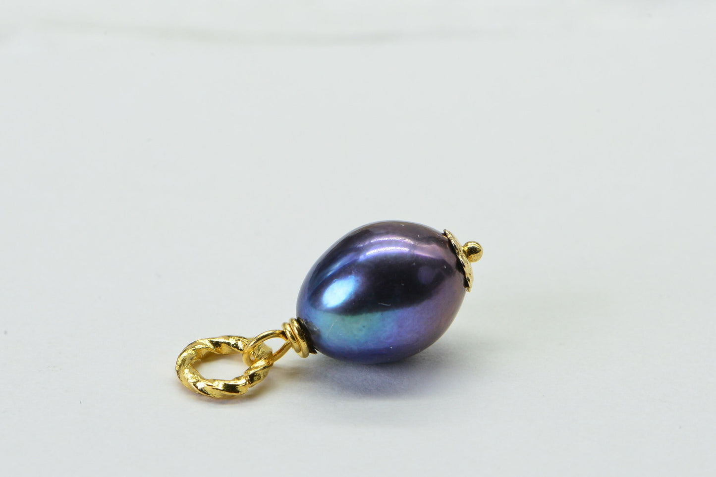 Black Baroque Pearl Pendant: 14K Gold Filled Wire Wrapped Drop