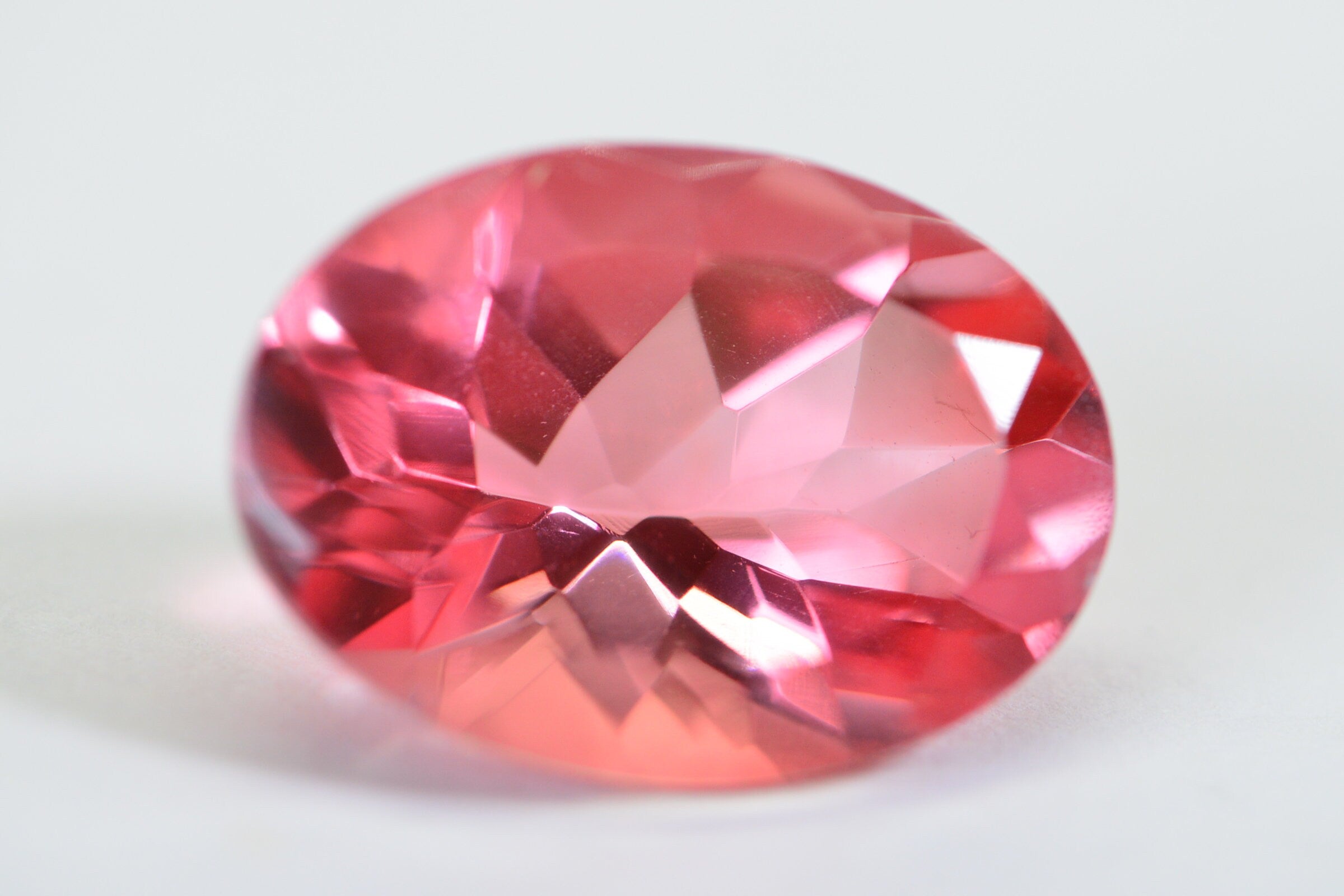 Pink Orange Bicolor Tourmaline Quartz Doublet: 18X13mm Oval Facet Gemstone