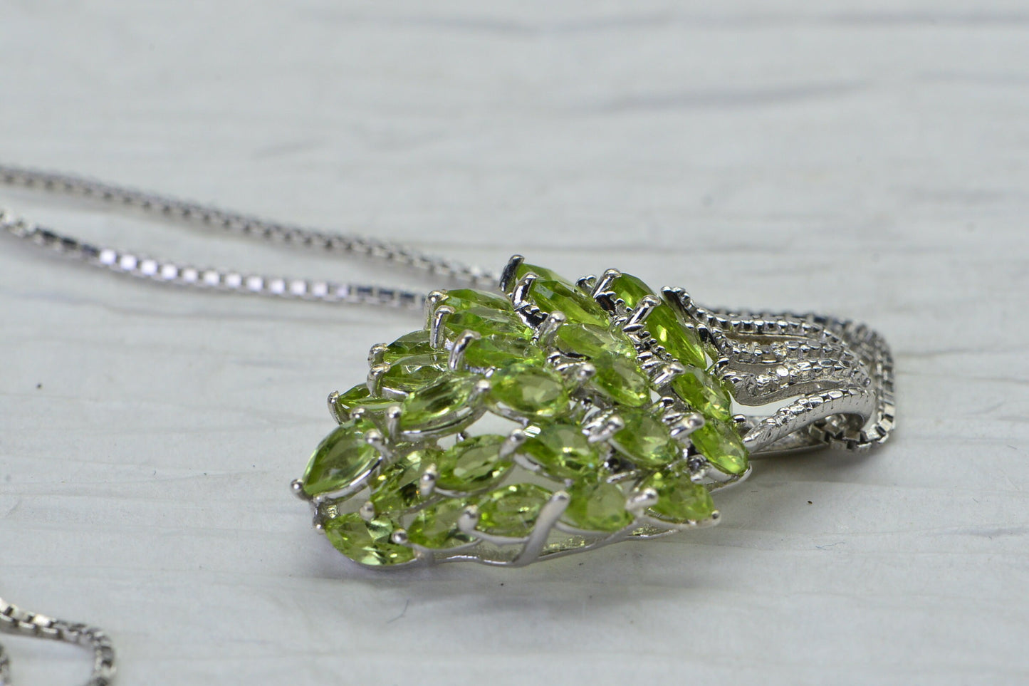 Peridot Pendant Necklace Ring Set: Sterling Silver Olive Green Jewelry