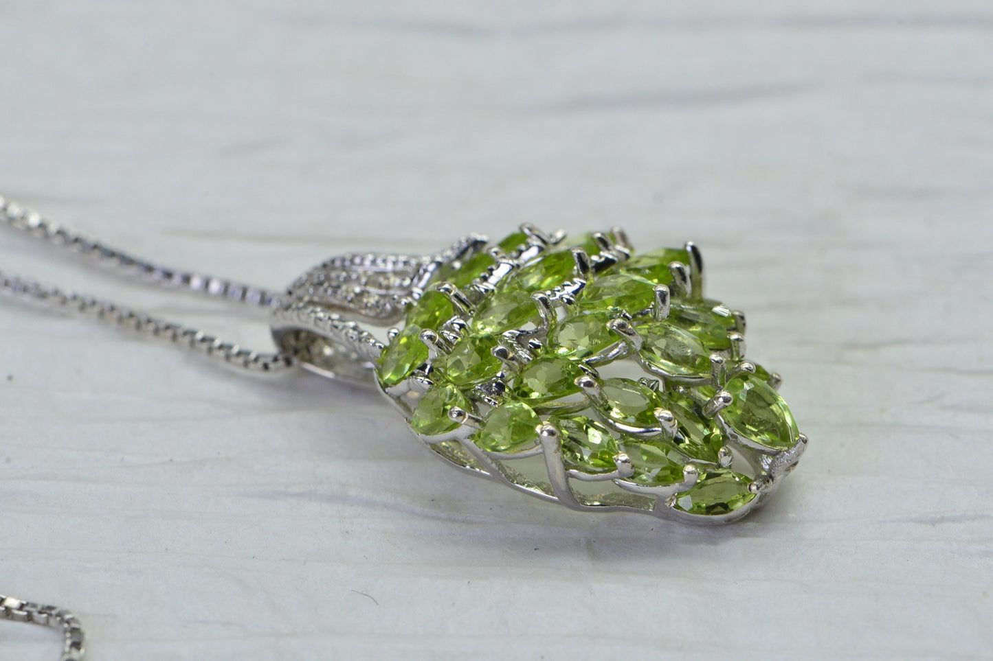 Peridot Pendant Necklace Ring Set: Sterling Silver Olive Green Jewelry