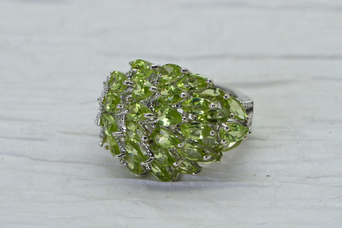 Peridot Pendant Necklace Ring Set: Sterling Silver Olive Green Jewelry