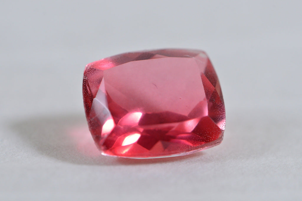 Pink Orange Tourmaline Quartz Doublet: Emerald Cut Loose Gemstone (12x10mm)