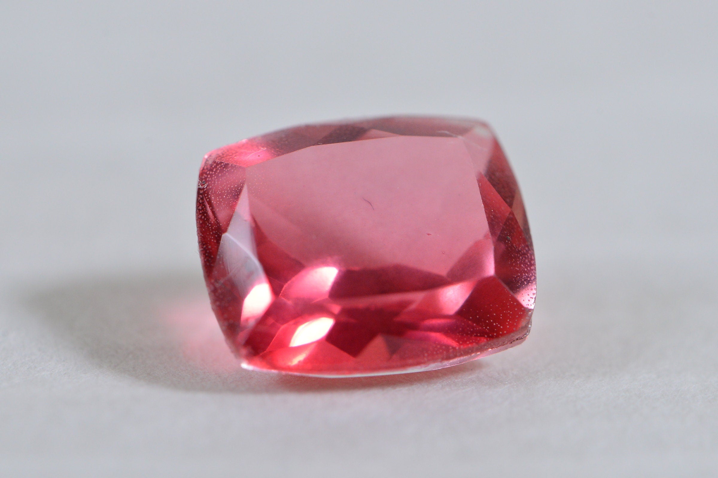 Pink Orange Tourmaline Quartz Doublet: Emerald Cut Loose Gemstone (12x10mm)