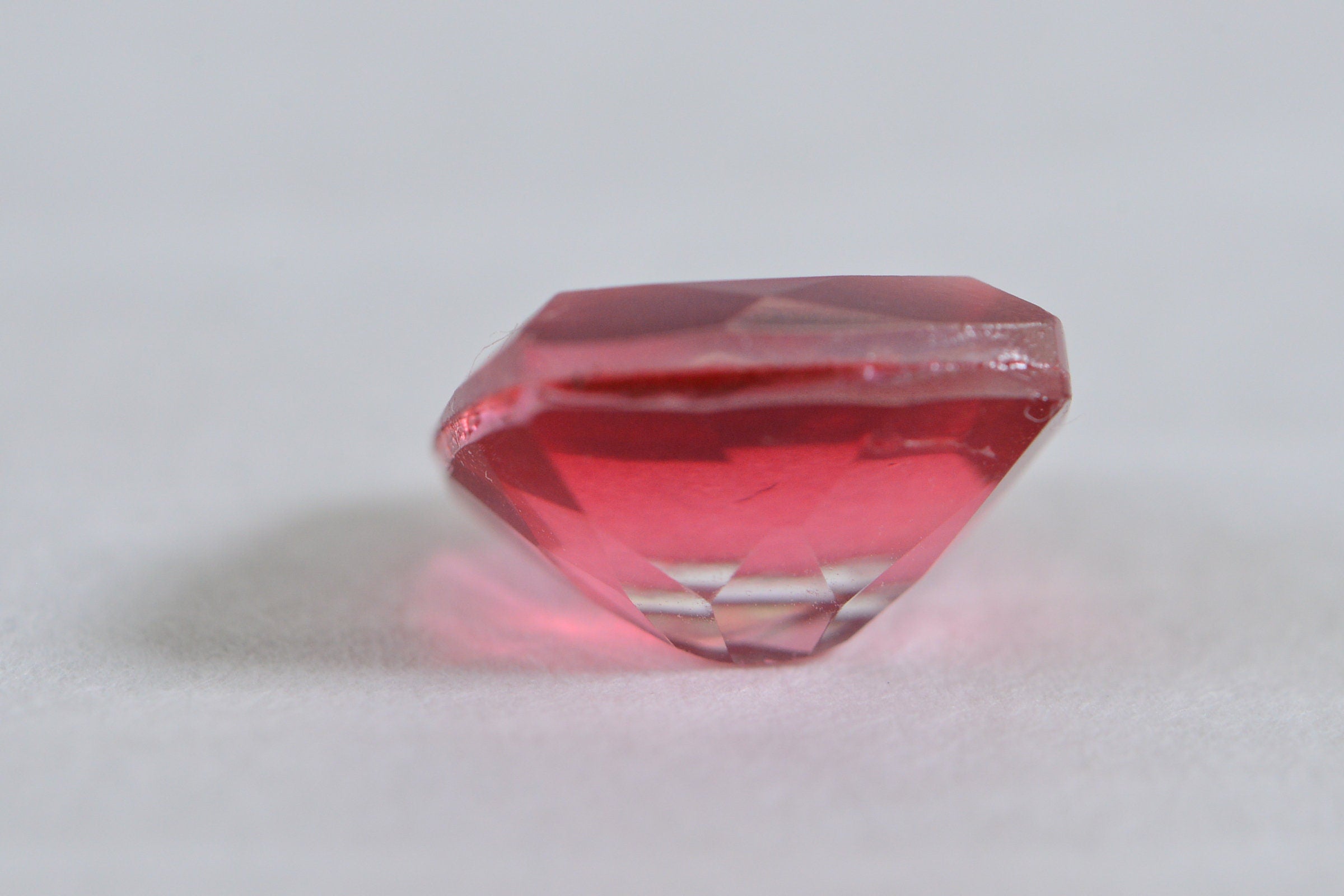 Pink Orange Tourmaline Quartz Doublet: Emerald Cut Loose Gemstone (12x10mm)