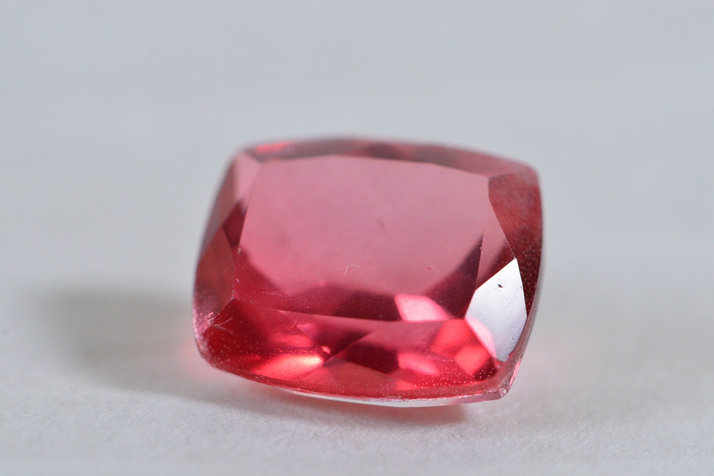 Pink Orange Tourmaline Quartz Doublet: Emerald Cut Loose Gemstone (12x10mm)