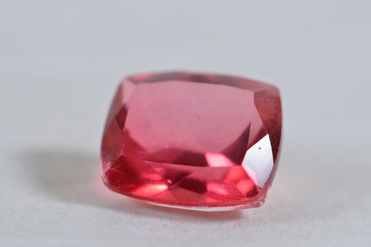 Pink Orange Tourmaline Quartz Doublet: Emerald Cut Loose Gemstone (12x10mm)