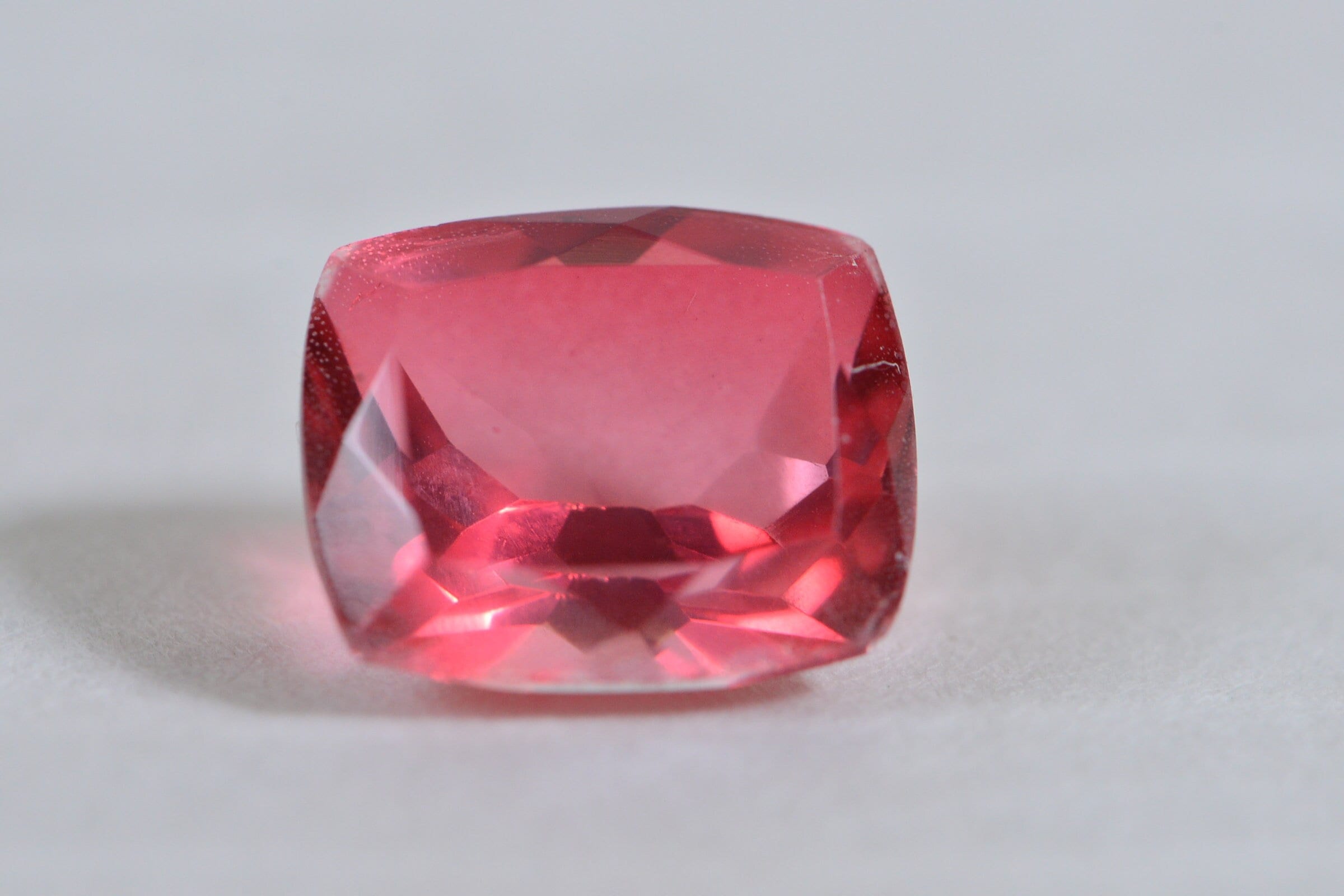 Pink Orange Tourmaline Quartz Doublet: Emerald Cut Loose Gemstone (12x10mm)