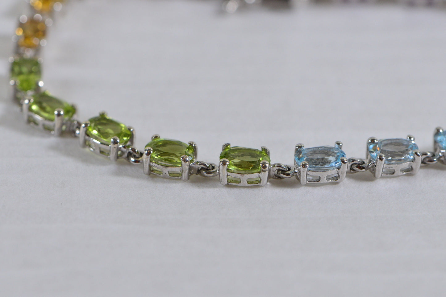Rainbow Gemstone Tennis Bracelet: Sterling Silver Multi Stone Birthstone