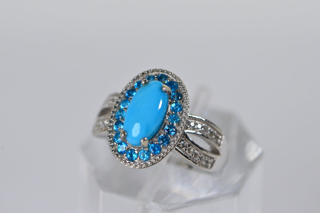 Sterling Silver Oval Stone Setting Ring: DIY Jewelry, Size 7.25 US