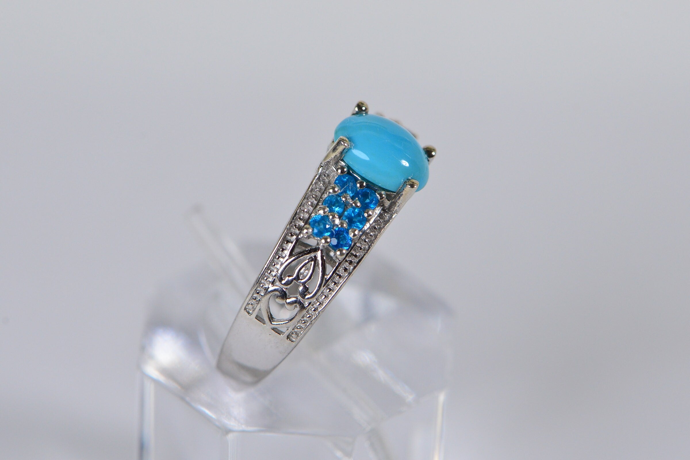 Silver 4-Prong Ring Blank: Oval Multi-Stone Setting, US Size 7