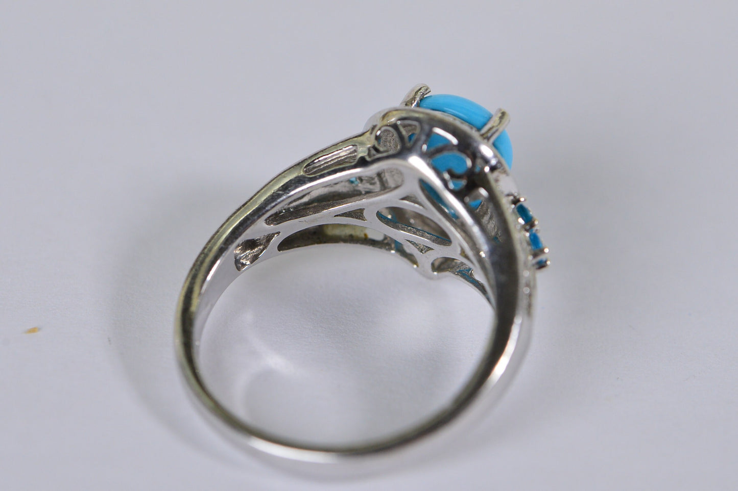 Sleeping Beauty Turquoise Ring: Pear Stone, Sterling Silver Apatite Ring