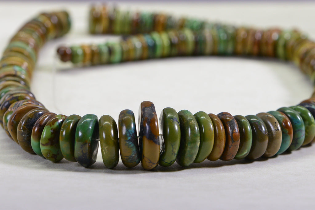 Natural Hubei Green Turquoise Rondelle Beads: Gemstone Disc Strand