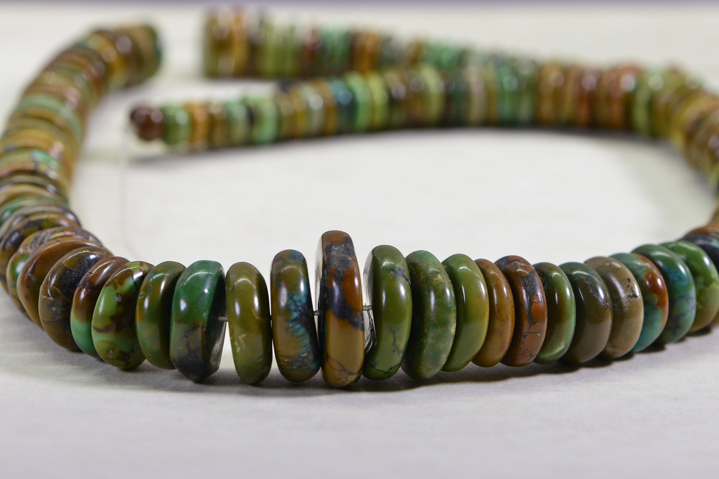 Natural Hubei Green Turquoise Rondelle Beads: Gemstone Disc Strand