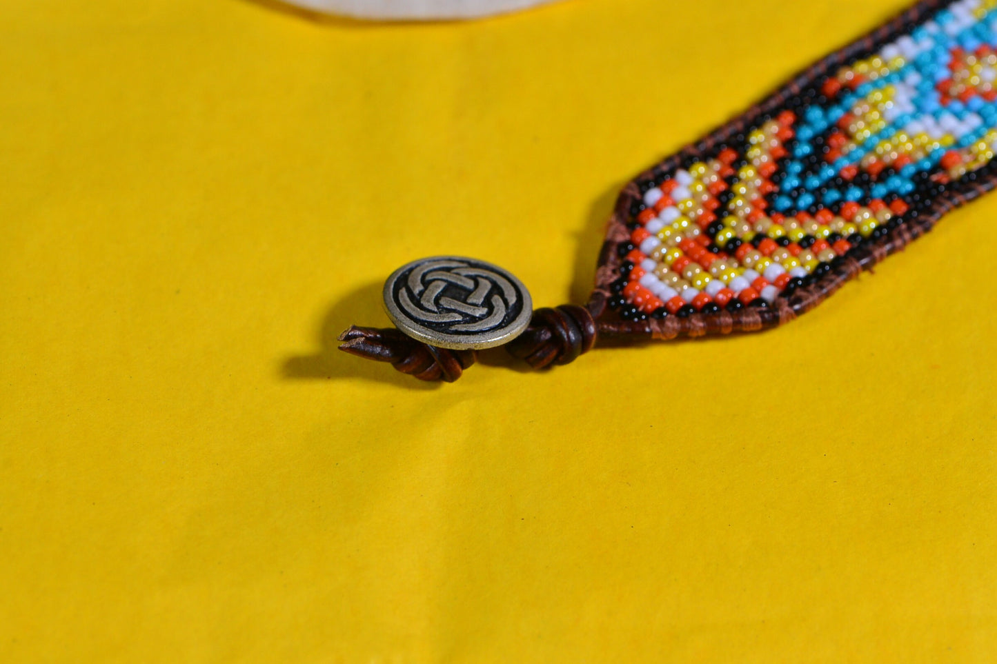 Aztec Seed Bead Leather Bracelet: Loom Woven Friendship Jewelry