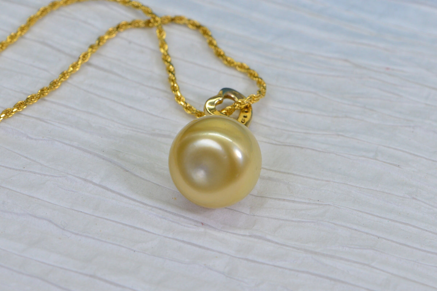 Golden South Sea Pearl Pendant: Diamond 24K Gold over Sterling Silver