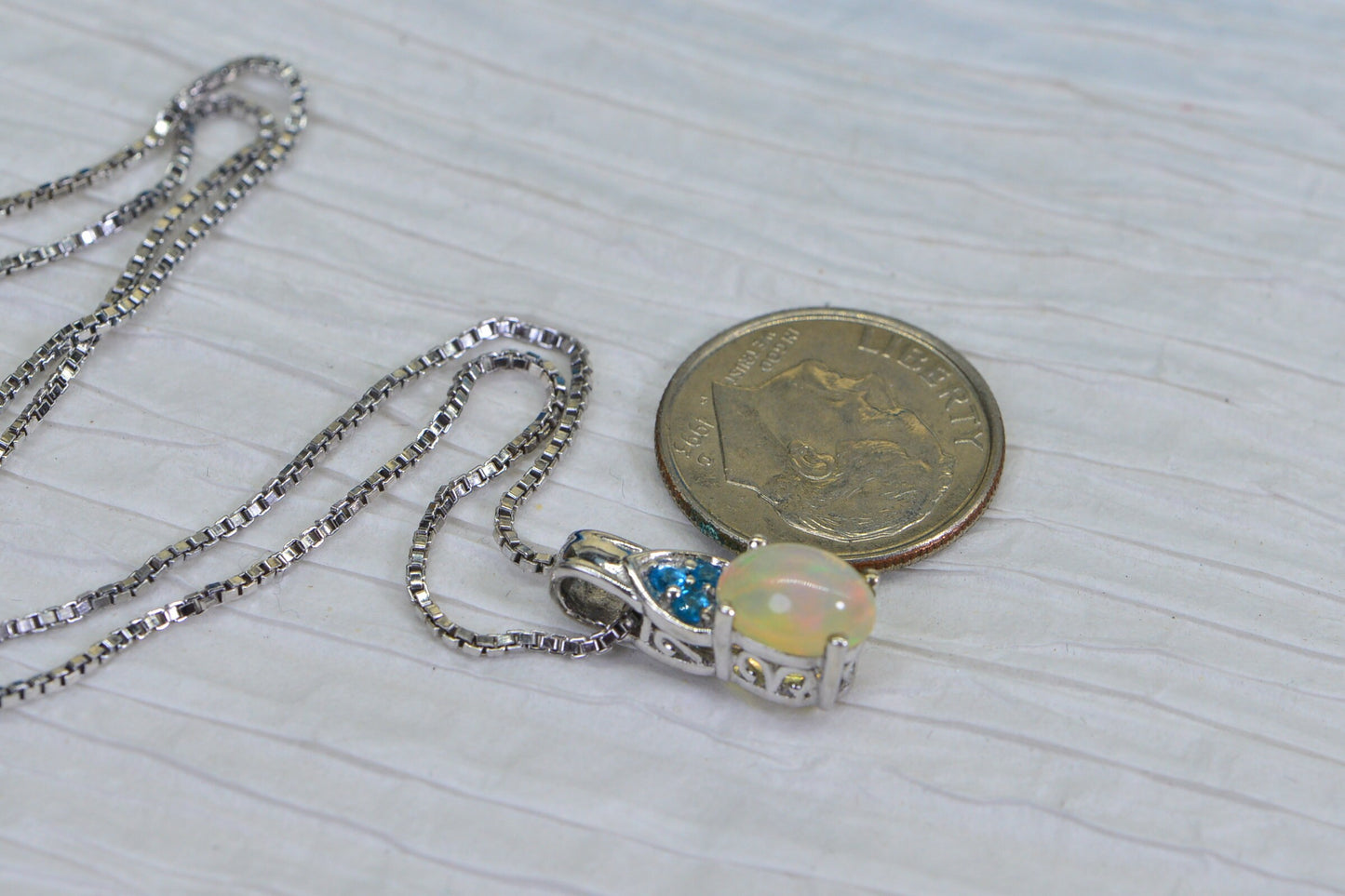Ethiopian Welo Opal and Apatite Pendant Necklace, Sterling Silver