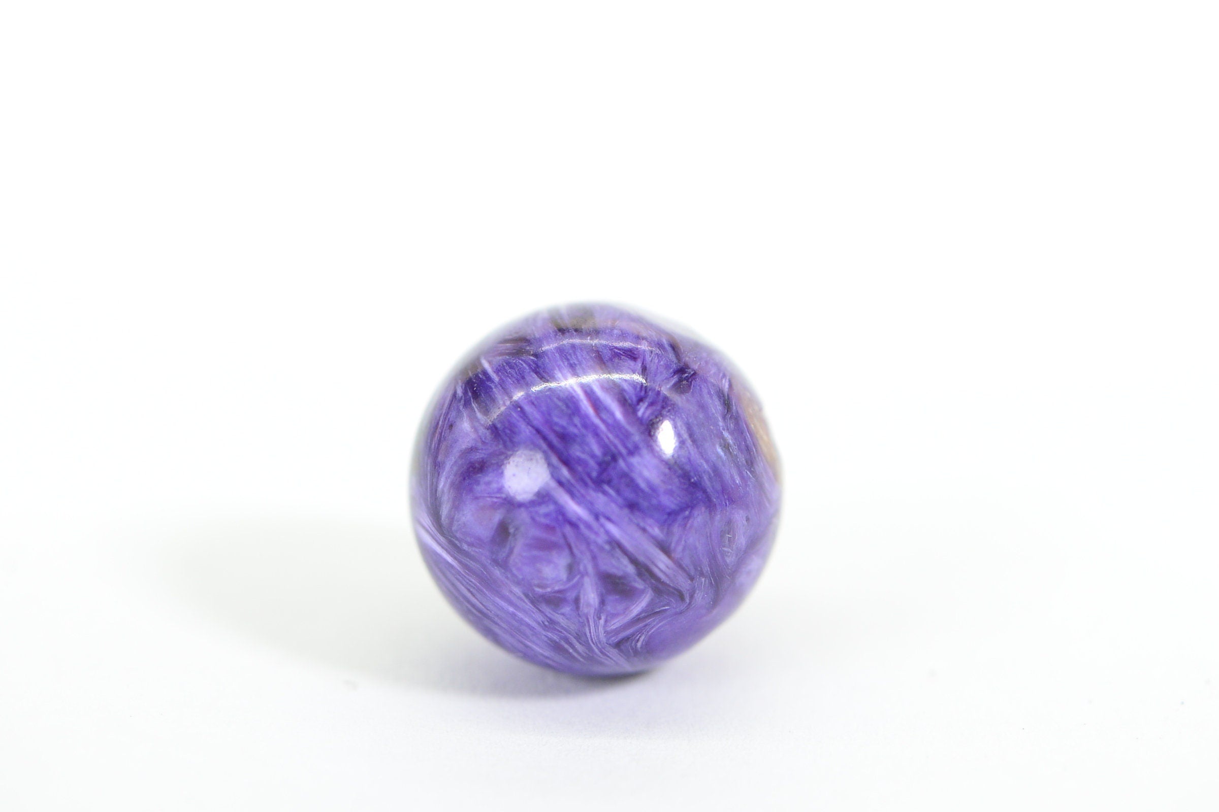 Russian Charoite 15.4mm Handmade Cut Large Hole Gemstone Sphere Ball  Round Beads Natural Gemstone Beads Luxury AAA Jewelry Making Supplies