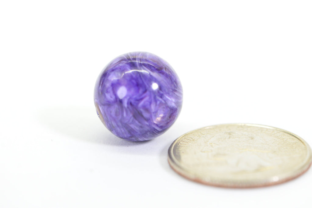 Russian Charoite 15.4mm Handmade Cut Large Hole Gemstone Sphere Ball  Round Beads Natural Gemstone Beads Luxury AAA Jewelry Making Supplies