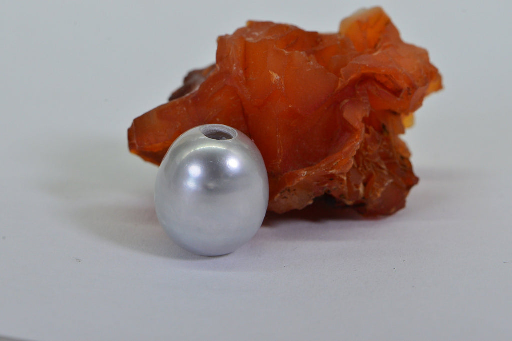 Gray Freshwater Pearl Bead: 14x12mm Large Rice Shape, 3mm Hole