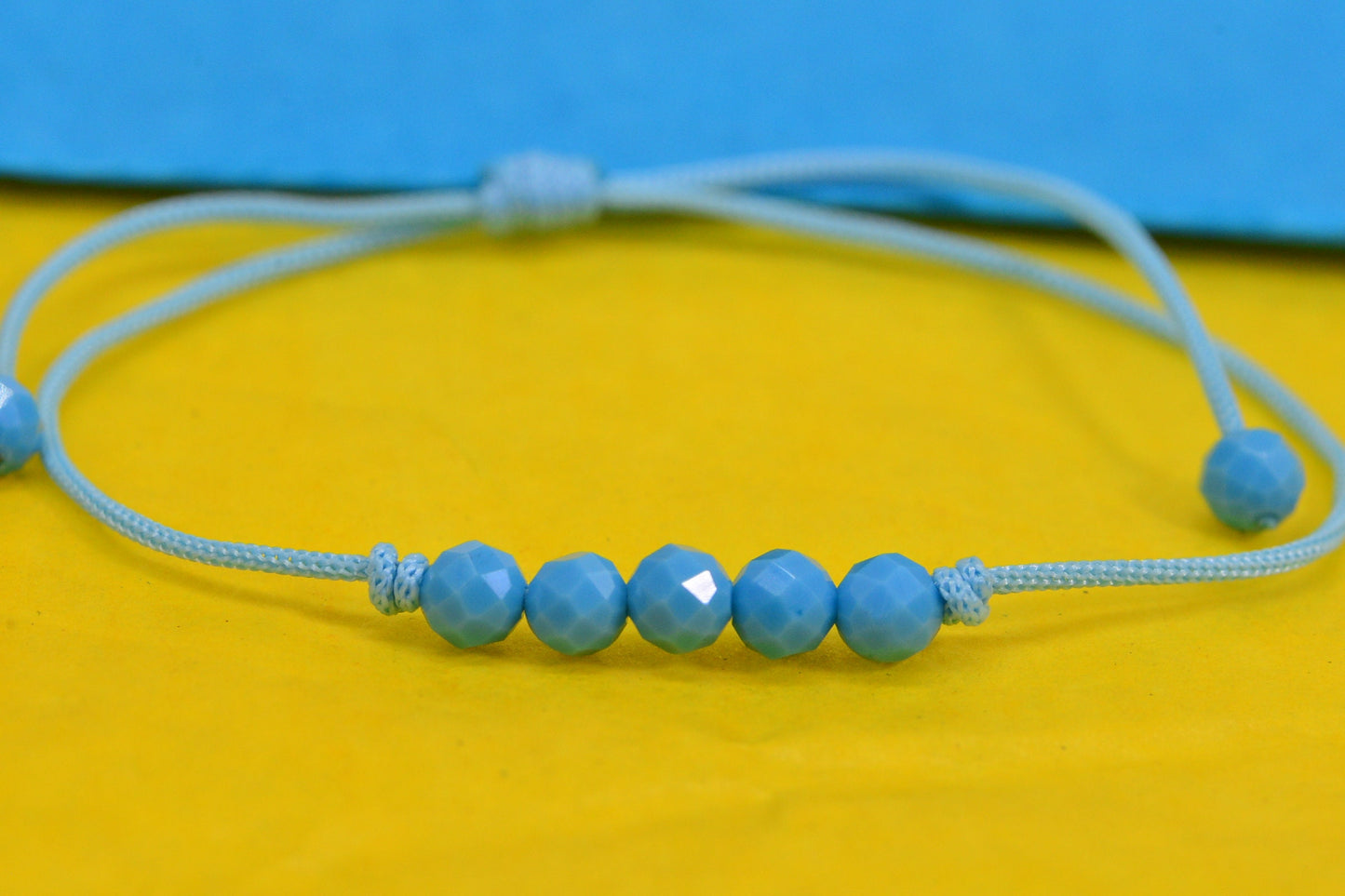 Blue Turquoise Beaded Macrame Bracelet: Adjustable Boho Anklet