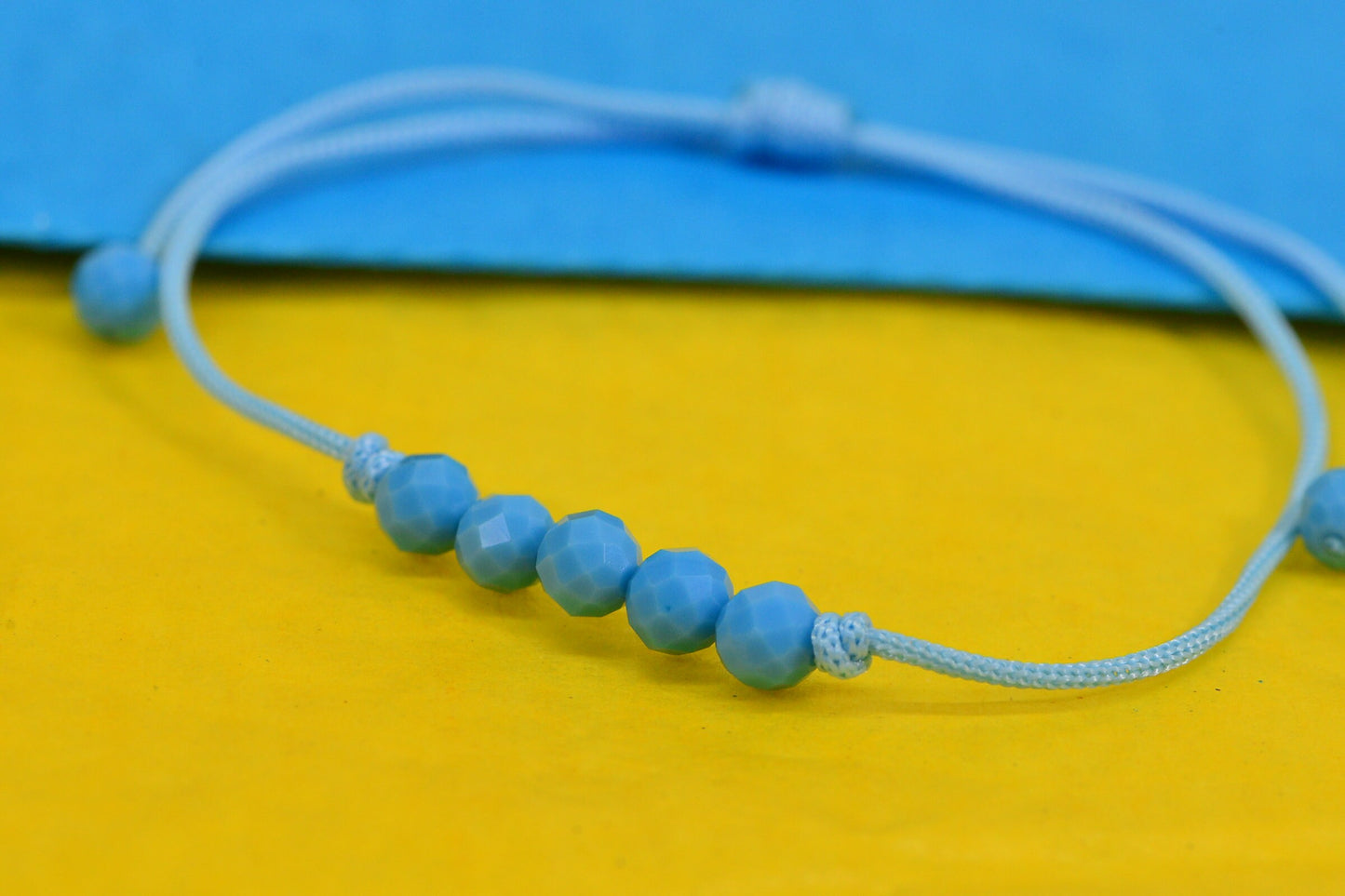 Blue Turquoise Beaded Macrame Bracelet: Adjustable Boho Anklet