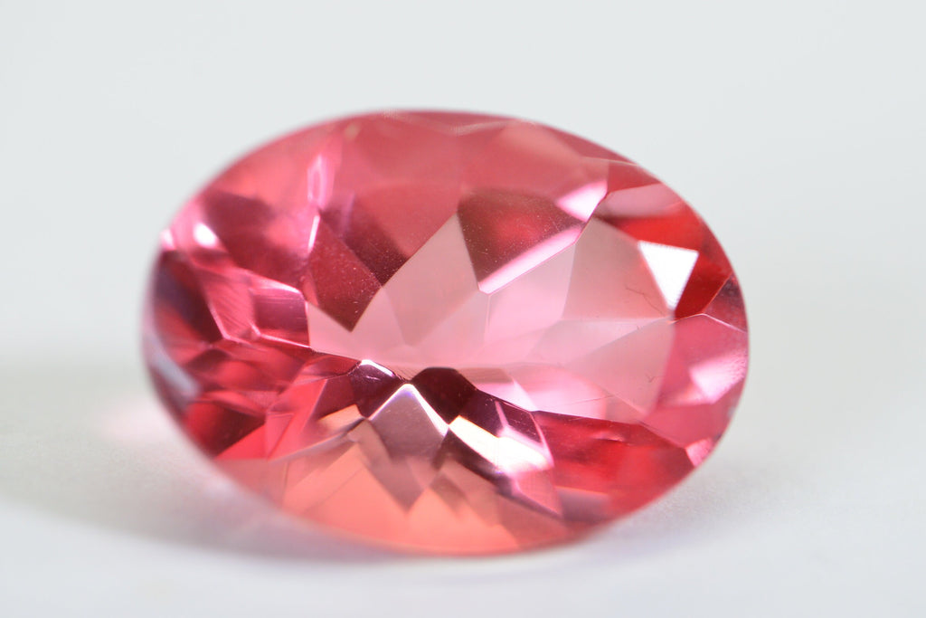 Pink Orange Bicolor Tourmaline Quartz Doublet: 18X13mm Oval Facet Gemstone