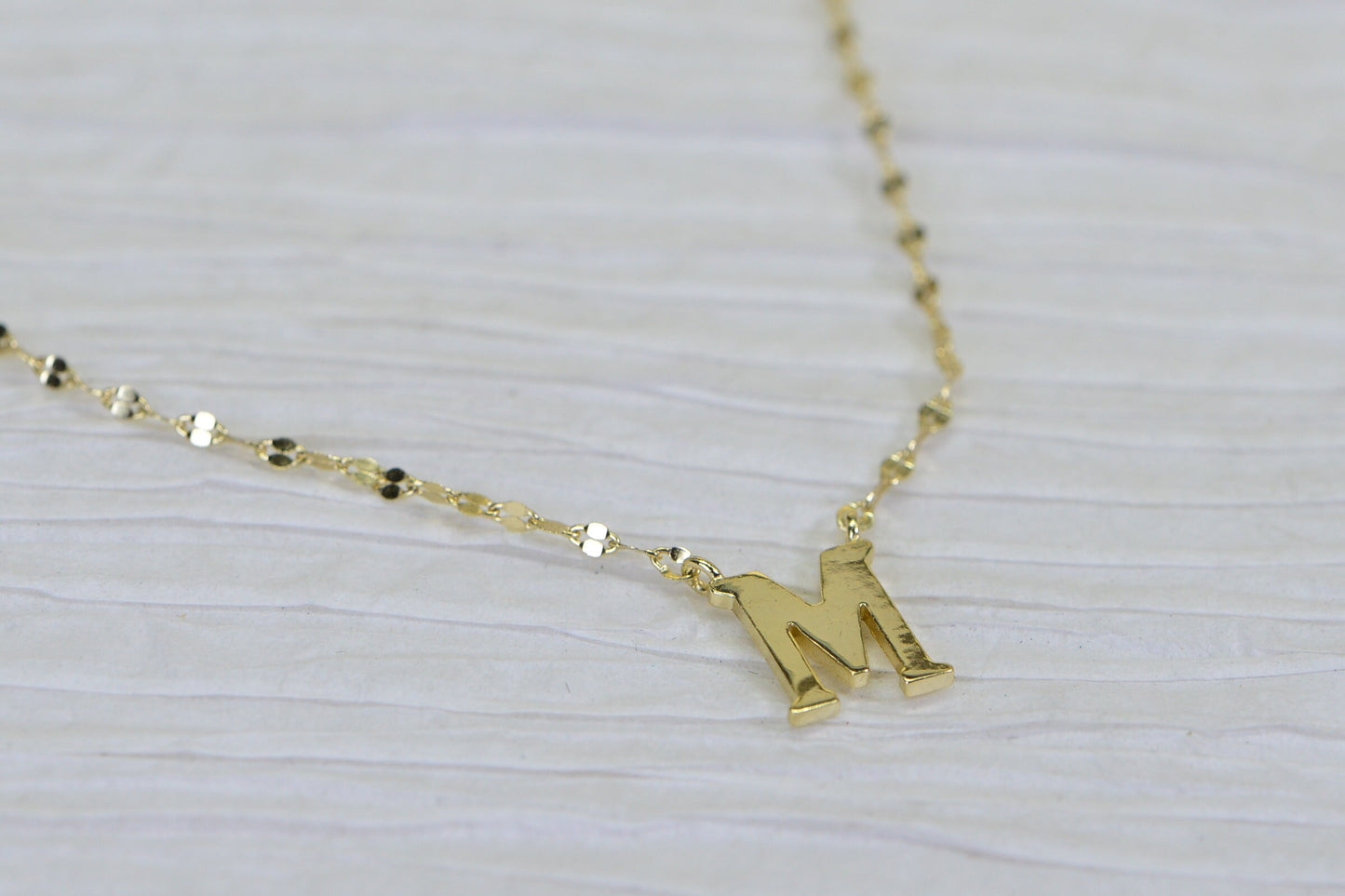 Gold Tone Sterling Silver Initial Necklace: Letter M Personalized Jewelry