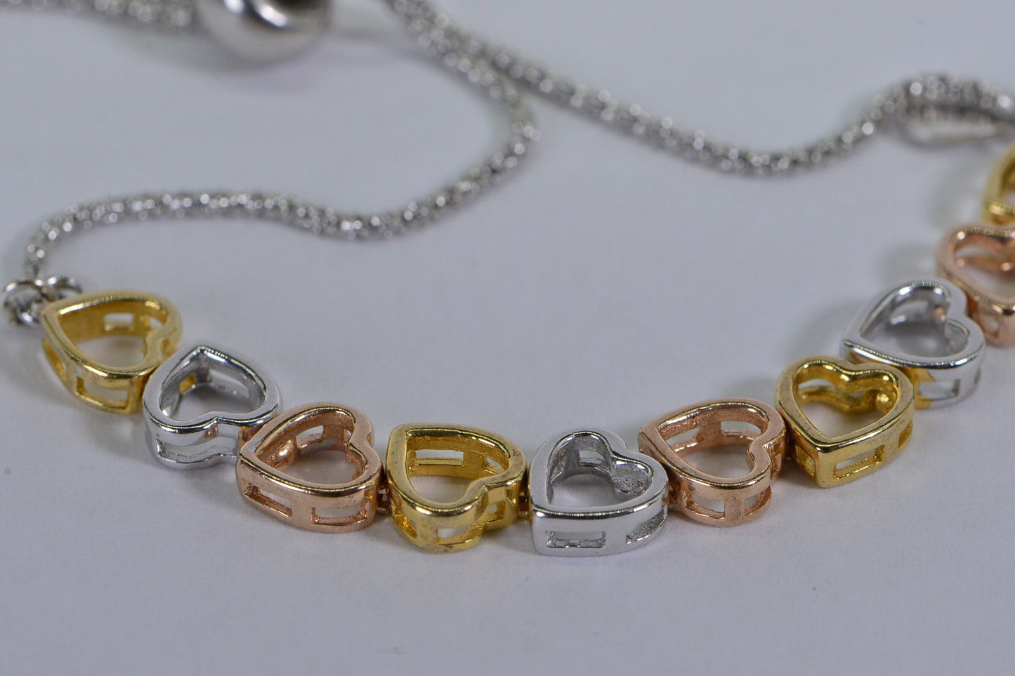 Multi-Color Heart Bolo Bracelet: 14K Gold Plated Sterling Silver