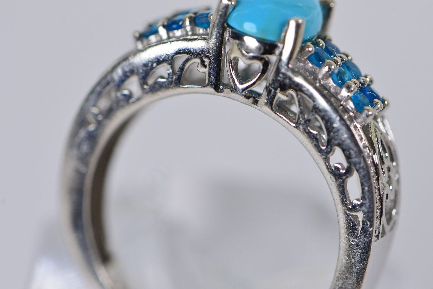 Arizona Turquoise Sleeping Beauty Ring: 925 Silver Apatite Cocktail Ring