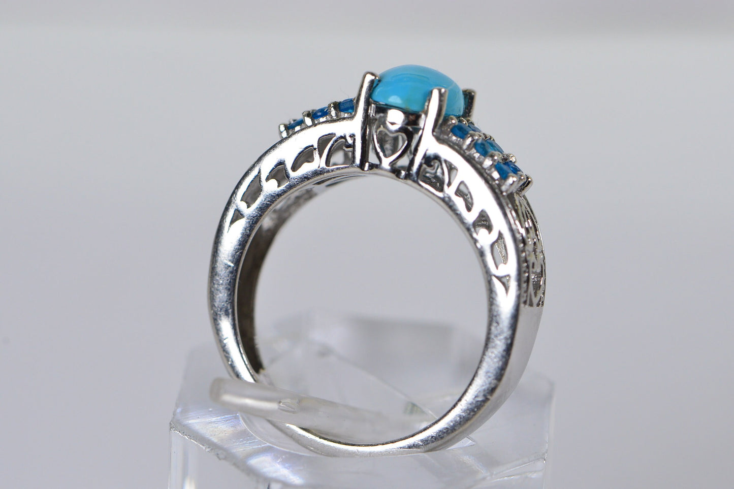 Arizona Turquoise Sleeping Beauty Ring: 925 Silver Apatite Cocktail Ring