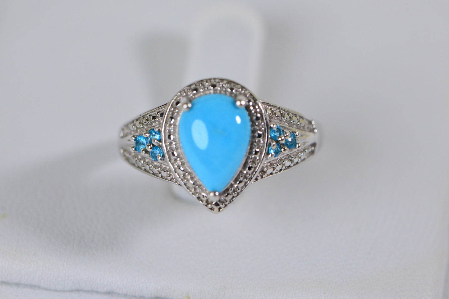 Sleeping Beauty Turquoise Ring: Pear Stone, Sterling Silver Apatite Ring