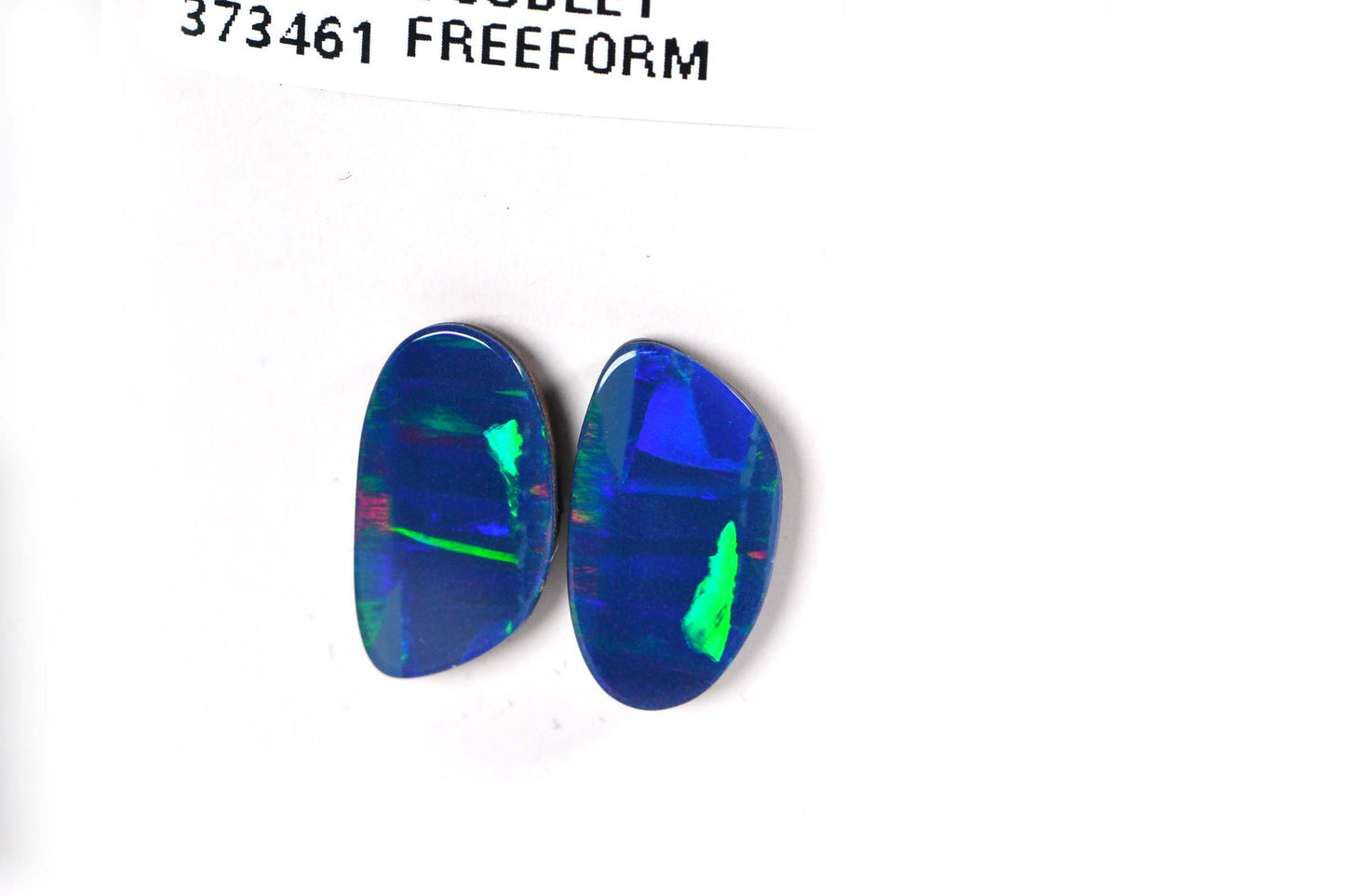 4.85ct Black Opal Doublet Cabochons: Asymmetric Australian Gemstone Pair