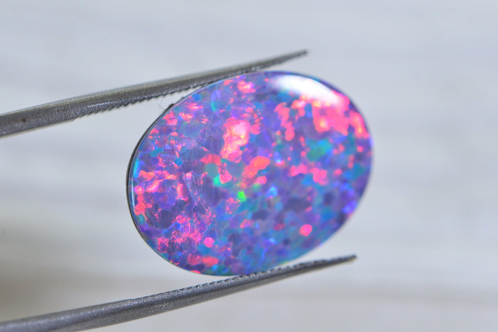 Australian Black Opal Doublet 17X12mm Oval Cabochon 4.9CT