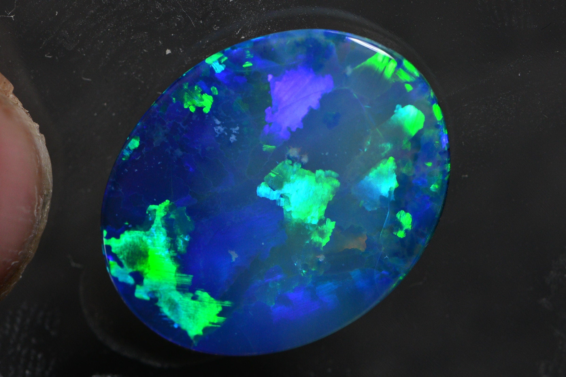 Australian Black Opal Doublet 19X15mm Oval Cabochon 6.73CT