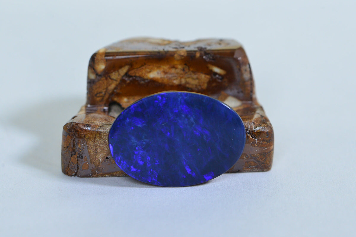 Australian Black Opal Natural Gemstone Cabochons Bright Blue Doublet Boulder Oval 20X14mm