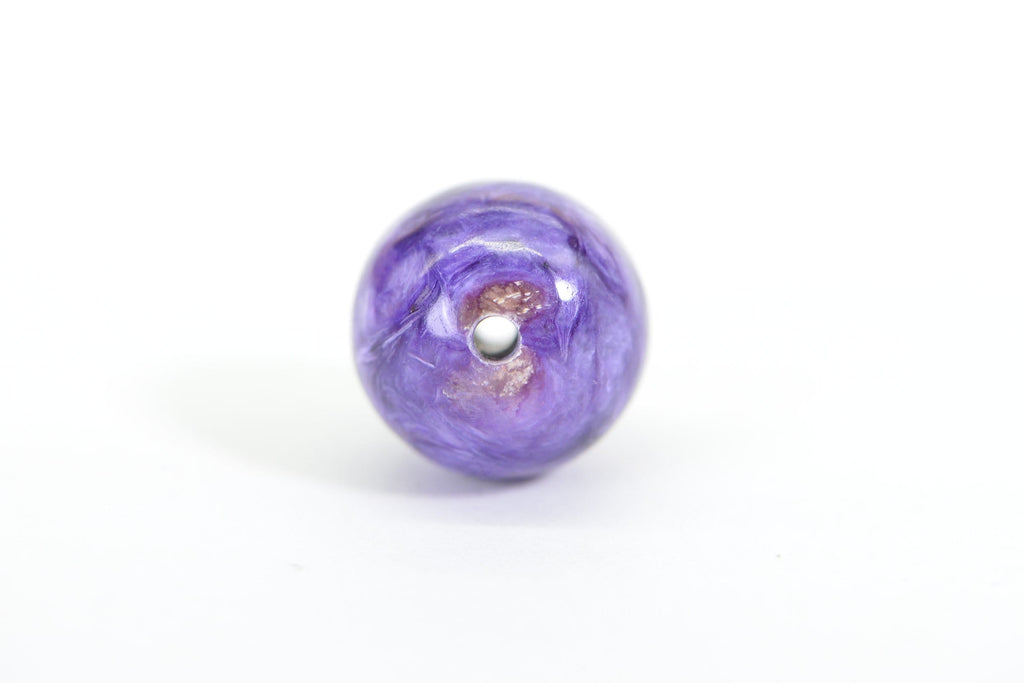 Russian Charoite 15.4mm Handmade Cut Large Hole Gemstone Sphere Ball  Round Beads Natural Gemstone Beads Luxury AAA Jewelry Making Supplies