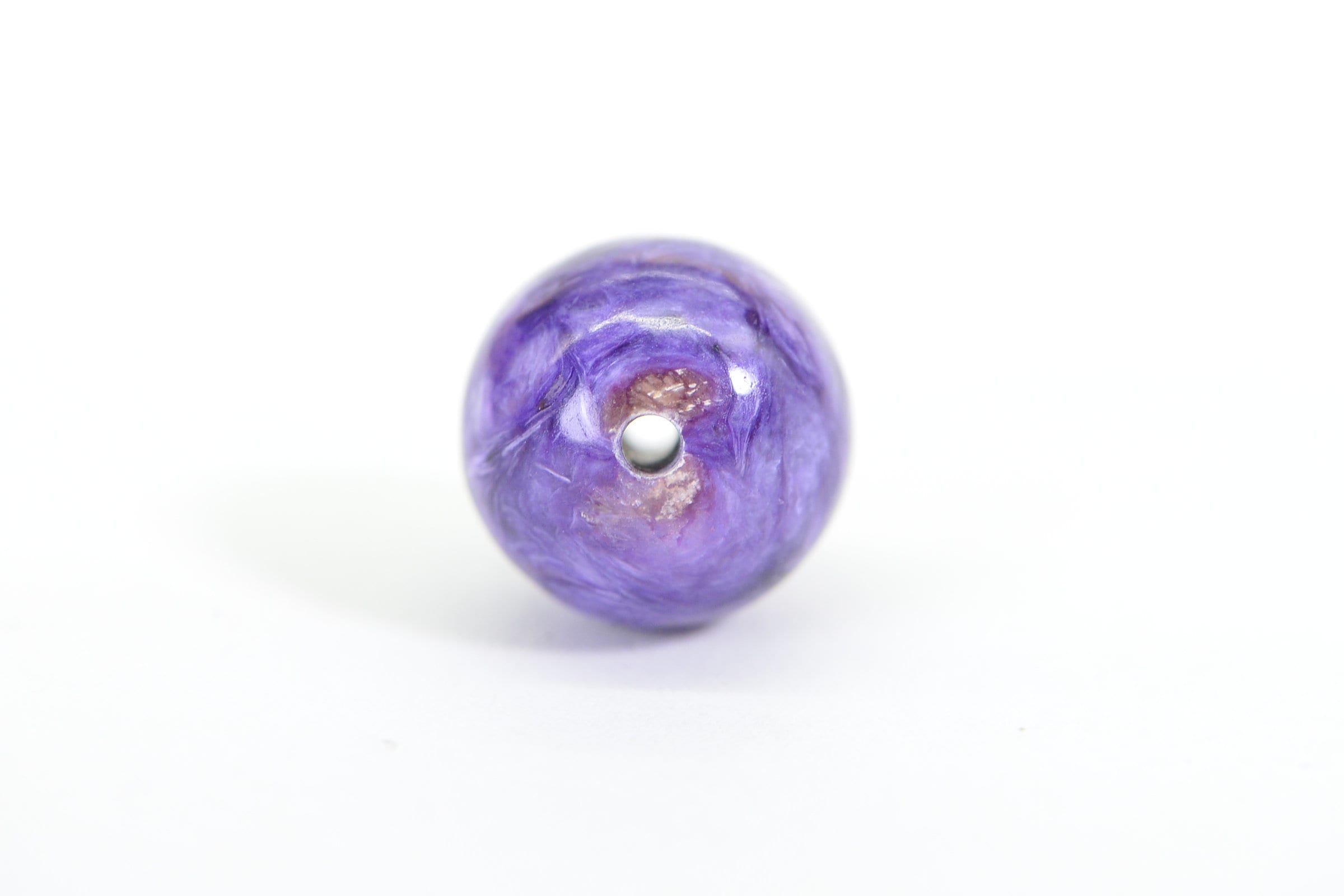 Russian Charoite 15.4mm Handmade Cut Large Hole Gemstone Sphere Ball  Round Beads Natural Gemstone Beads Luxury AAA Jewelry Making Supplies